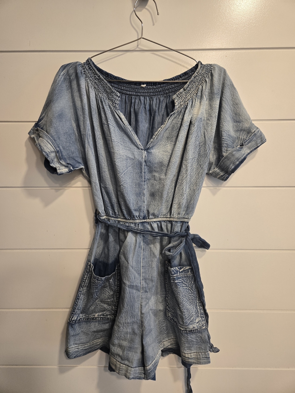 Acid Wash Denim Romper